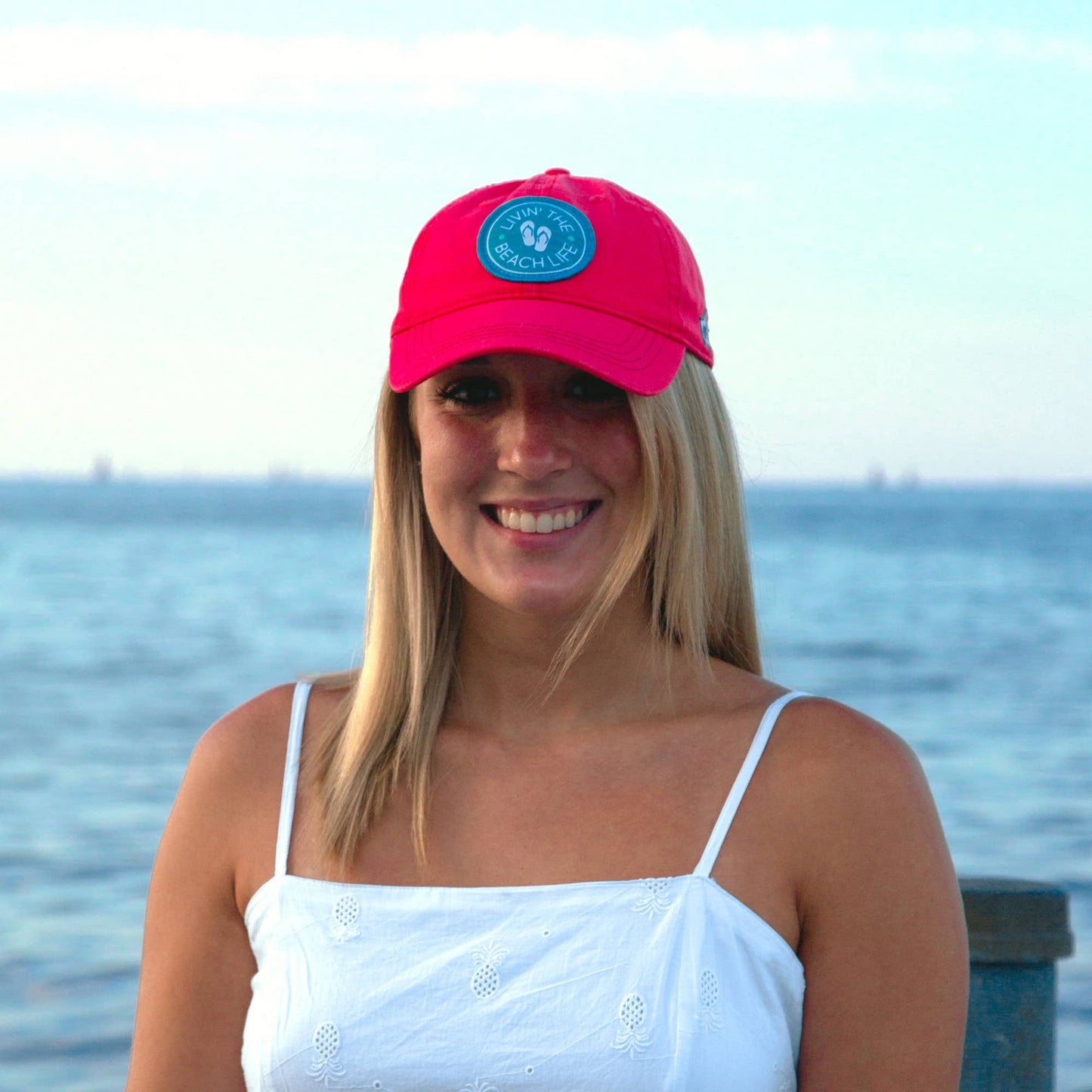 Livin the Beach Life - Coral Adjustable Hat