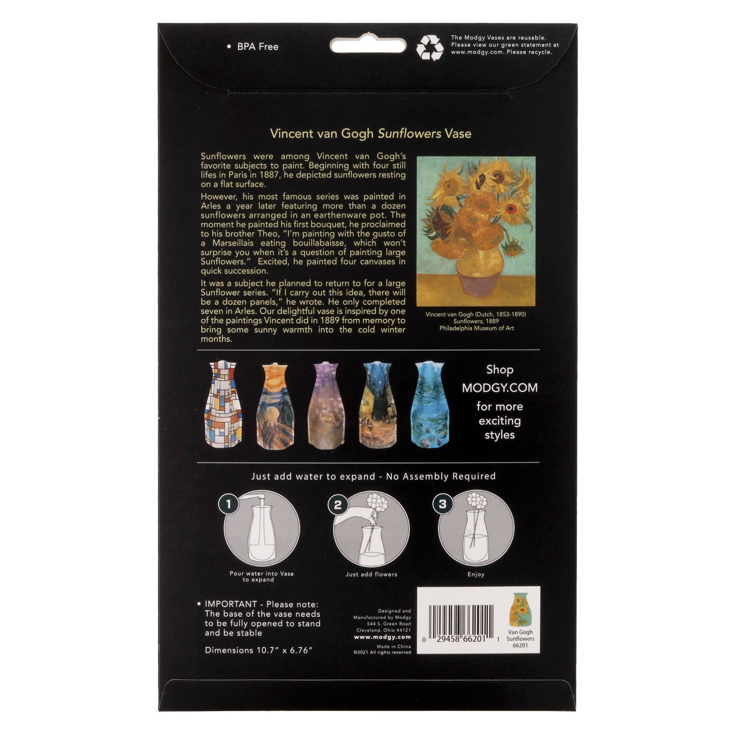Expandable Vase - Van Gogh Sunflowers