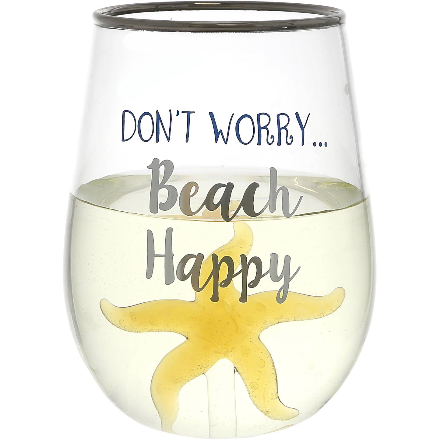 Beach Happy - Starfish - 19 oz. Stemless Wine Glass