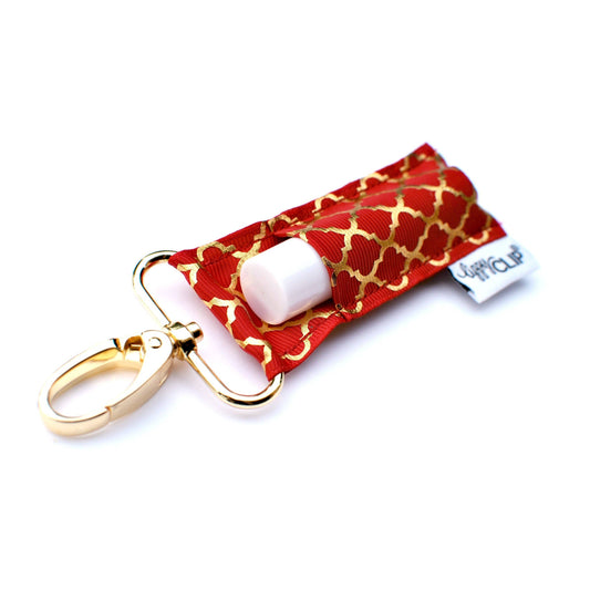 Gold Quatrefoil on Cranberry LippyClip®