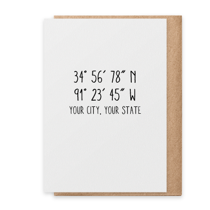 Plymouth Coordinates - Handwritten - Greeting Card