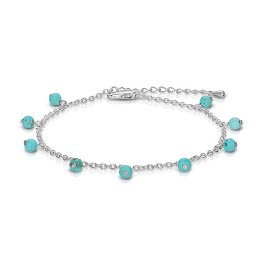 Ankle Bracelet | Silver Chain + Turquoise Howlite Gemstones